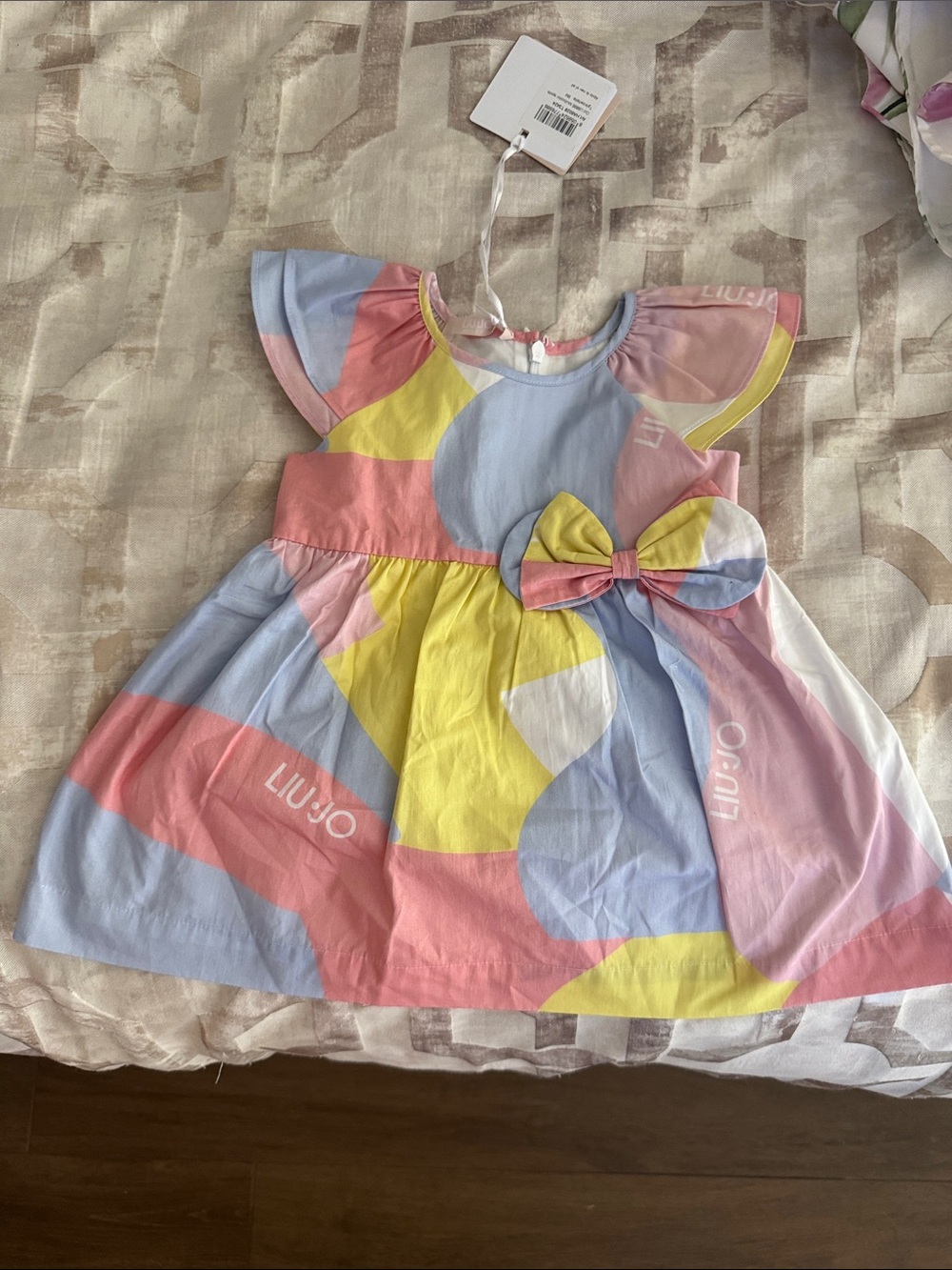 Liu Jo Pastel Bow-Accent Colorblock Dress (Pink, Blue, Yellow, Cream)